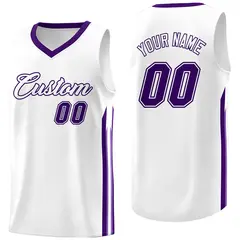 White Purple Classic Athletic Casual Basketball Jersey