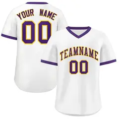 White Purple Classic Authentic Pullover Baseball Jersey