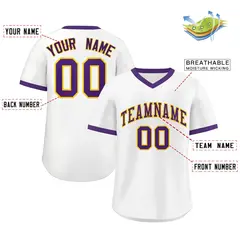 White Purple Classic Authentic Pullover Baseball Jersey 2