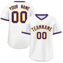White Purple Classic Authentic Pullover Baseball Jersey 1