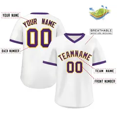 White Purple Classic Authentic Pullover Baseball Jersey 2