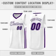 White Purple Classic Mesh Sport Basketball Jersey 2