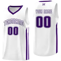 White Purple Classic Mesh Sport Basketball Jersey