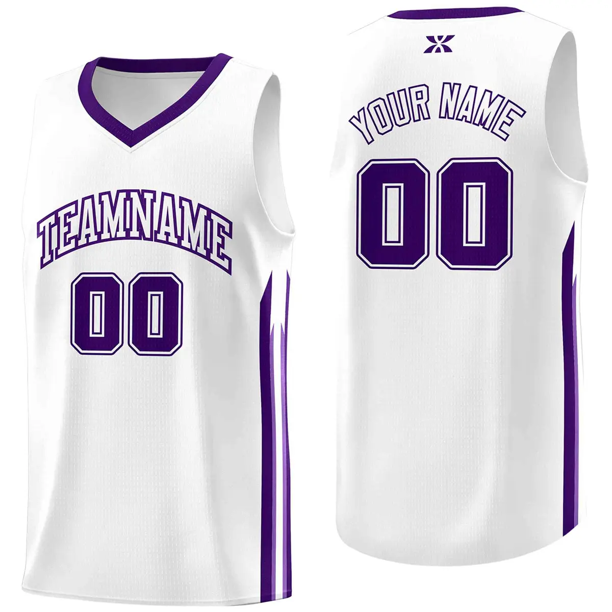 White Purple Classic Mesh Sport Bull Basketball Jersey