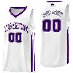 White Purple Classic Mesh Sport Bull Basketball Jersey