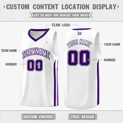 White Purple Classic Mesh Sport Bull Basketball Jersey 2