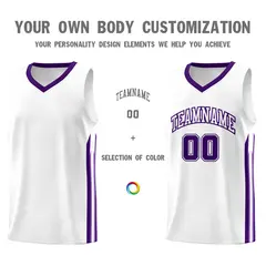 White Purple Classic Mesh Sport Bull Basketball Jersey 3