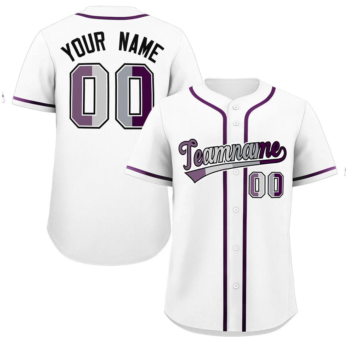 White Purple Classic Pride Month Genderless Baseball Jersey