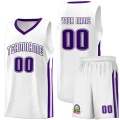 White Purple Classic Sets Basketball Uniform Jersey