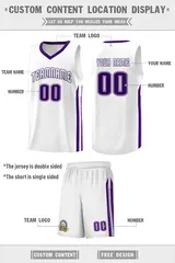 White Purple Classic Sets Basketball Uniform Jersey 2