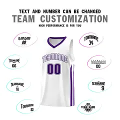 White Purple Classic Sets Basketball Uniform Jersey 4