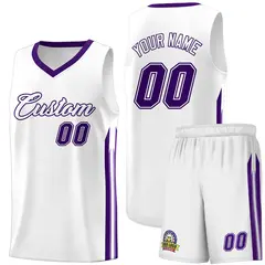 White Purple Classic Sets Basketball Uniform Jersey