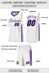 White Purple Classic Sets Basketball Uniform Jersey 2