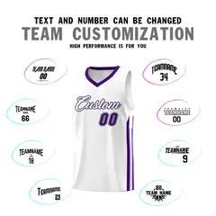 White Purple Classic Sets Basketball Uniform Jersey 4