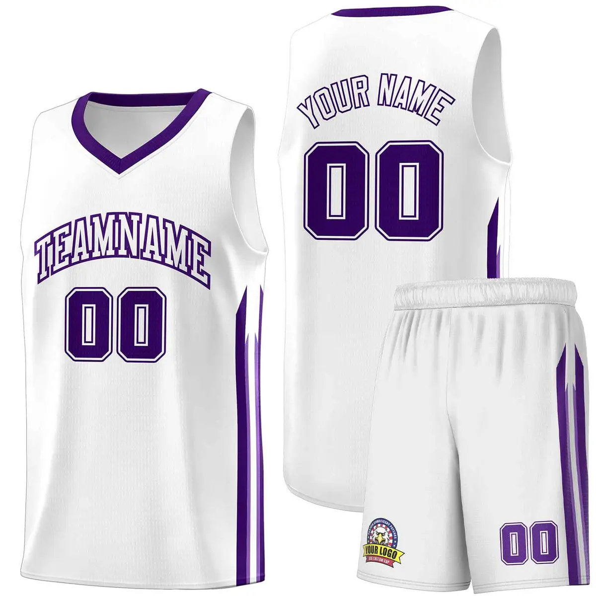 White Purple Classic Sets Basketball Uniform Jersey