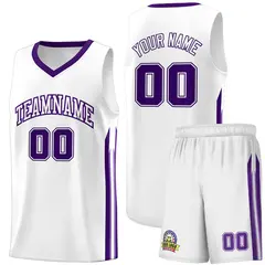 White Purple Classic Sets Basketball Uniform Jersey