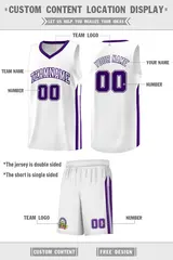 White Purple Classic Sets Basketball Uniform Jersey 2