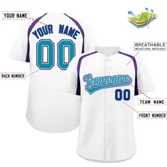 White Purple Color Block Authentic Baseball Jersey 2