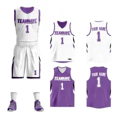 White Purple Double Side Sportswear Basketball Jersey