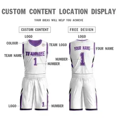 White Purple Double Side Sportswear Basketball Jersey 4