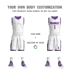 White Purple Double Side Sportswear Basketball Jersey 5