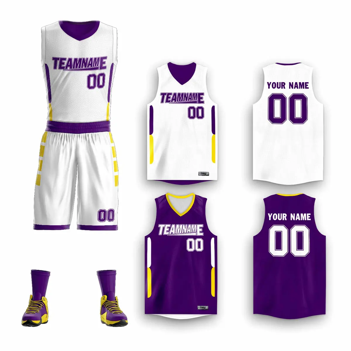 White Purple Double Side Sportswear Basketball Jersey