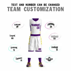White Purple Double Side Sportswear Basketball Jersey 2