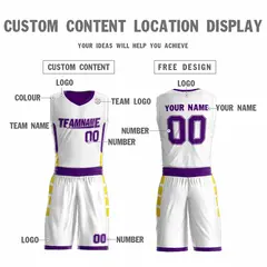 White Purple Double Side Sportswear Basketball Jersey 3