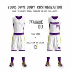 White Purple Double Side Sportswear Basketball Jersey 4