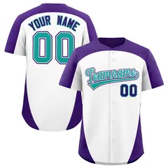 White Purple Edge Color Block Authentic Baseball Jersey