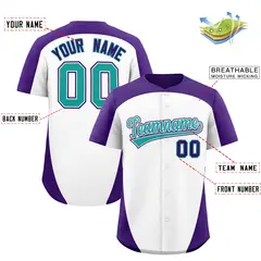 White Purple Edge Color Block Authentic Baseball Jersey 2
