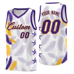 White Purple Feather Series Graffiti Pattern Basketball Jersey 1