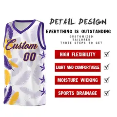 White Purple Feather Series Graffiti Pattern Basketball Jersey 2