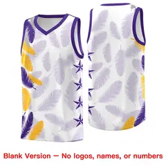 White Purple Feather Series Graffiti Pattern Basketball Jersey 6