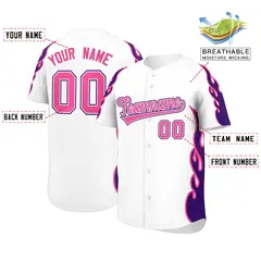 White Purple Flame Outline Baseball Jersey 2
