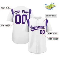 White Purple Full Button Baseball Jersey 2