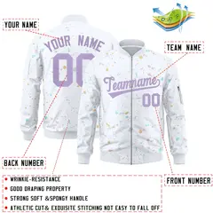 White Purple Full-Zip Graffiti Splash Varsity Letterman Jacket 2