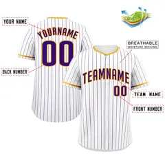 White Purple Gold Bull Stripe Baseball Jersey 2