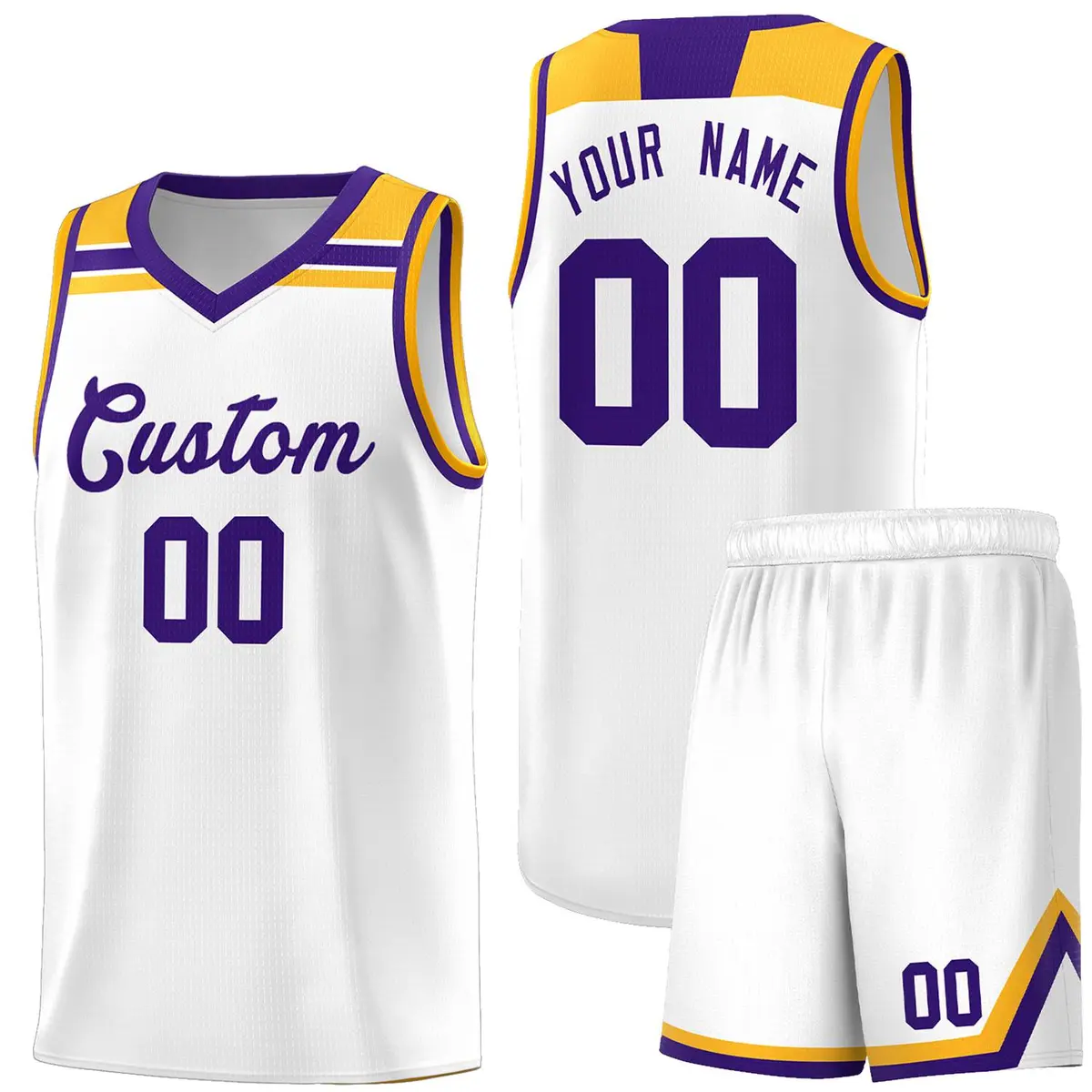 White Purple-Gold Classic Basketball Sports Uniform Jersey