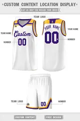 White Purple-Gold Classic Basketball Sports Uniform Jersey 2