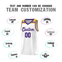 White Purple-Gold Classic Basketball Sports Uniform Jersey 3