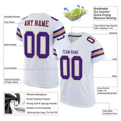 White Purple-Gold Classic Style Mesh Football Jersey 2