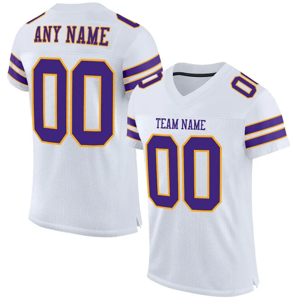 White Purple-Gold Classic Style Mesh Football Jersey