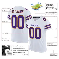White Purple-Gold Classic Style Mesh Football Jersey 2