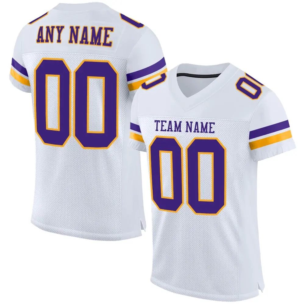 White Purple-Gold Classic Style Mesh Football Jersey