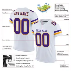 White Purple-Gold Classic Style Mesh Football Jersey 2