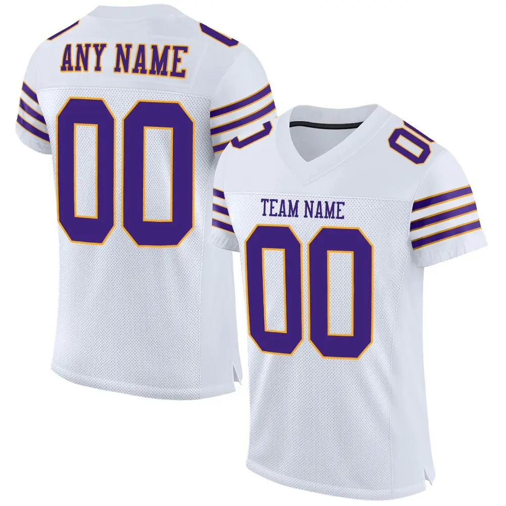White Purple-Gold Classic Style Mesh Football Jersey
