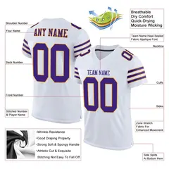 White Purple-Gold Classic Style Mesh Football Jersey 2