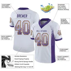 White Purple-Gold Drift Fashion Mesh Football Jersey 2