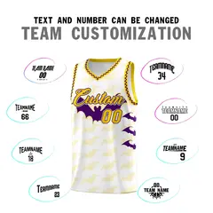 White Purple Gold Halloween Bat Pattern Basketball Jersey 4